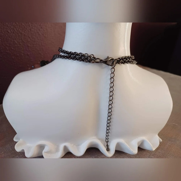 A Vintage Fantasy Statement Crystal Bead Stone Drop Jewel Choker Bib Collar - Picture 5 of 9